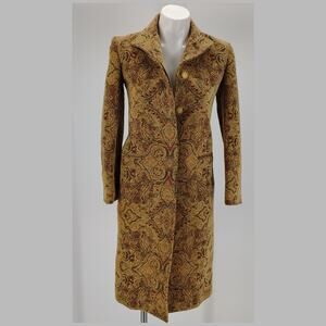 Vintage Ralph Lauren Paisley Tapestry Cotton Wool Long Coat USA Size 4